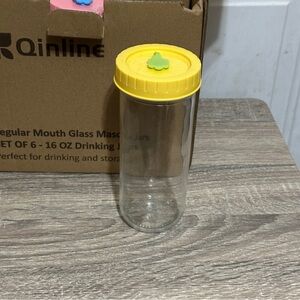 Glass Drinking Bottle Travel Jars 6 Pack, 16oz 16 Ounces, Sunshine Pastel Colors